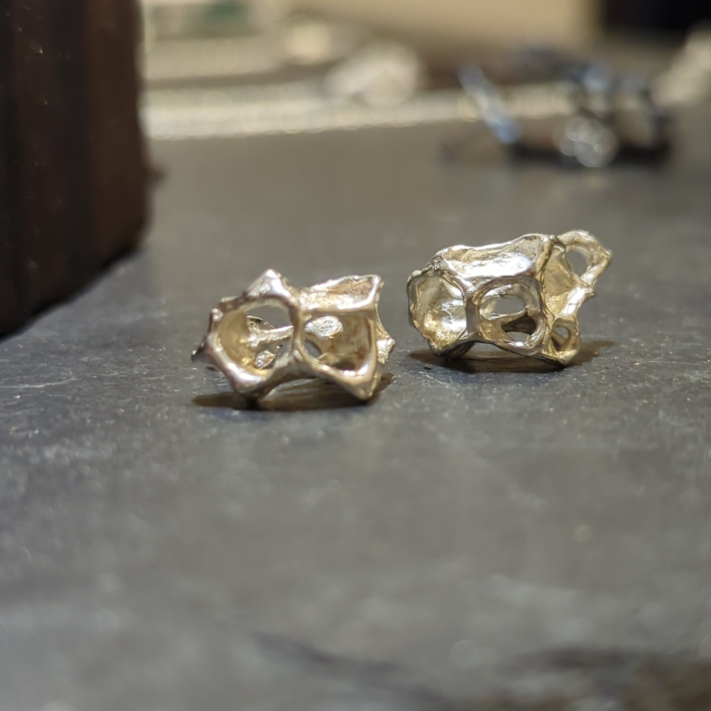 Wild Honeycomb cage studs.-Beca Beeby