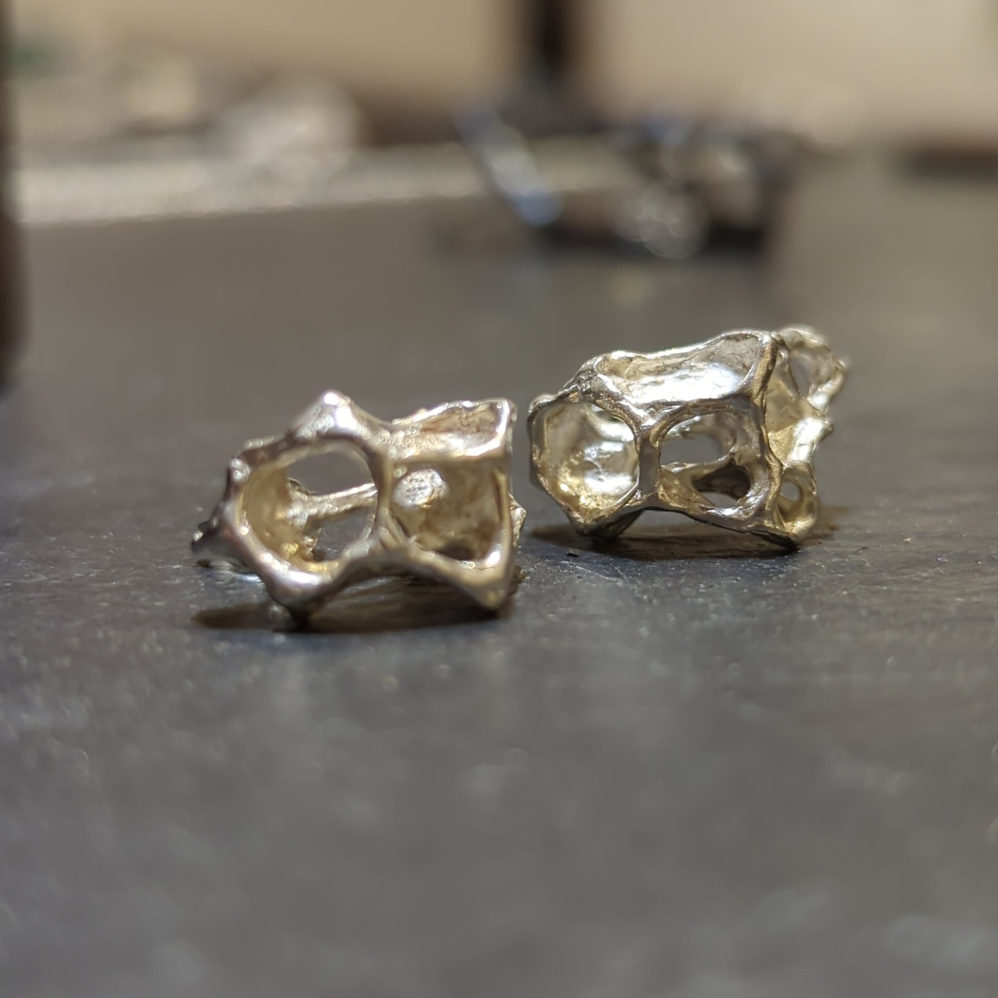 Wild Honeycomb cage studs.-Beca Beeby