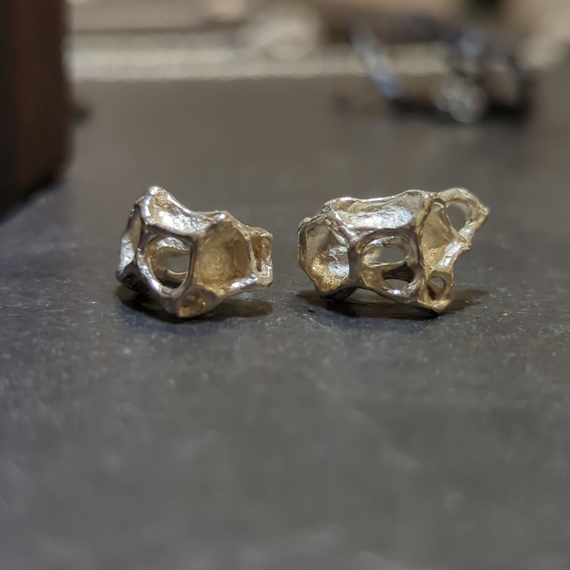 Wild Honeycomb cage studs.-Beca Beeby