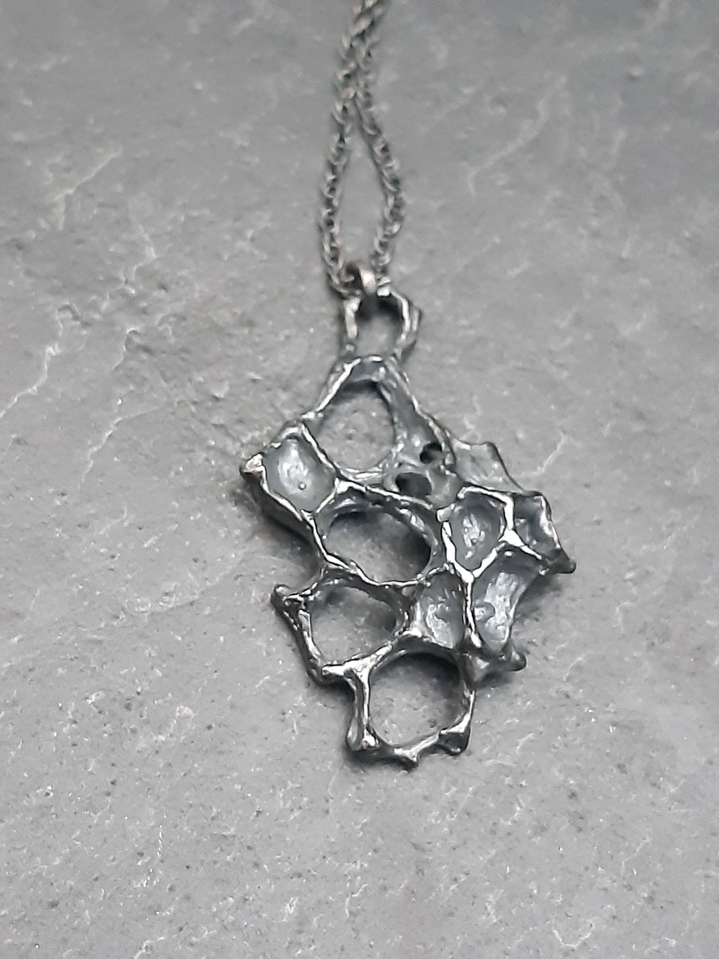 Wild Honeycomb Oxidised Silver necklace.-Jewellery-Beca Beeby