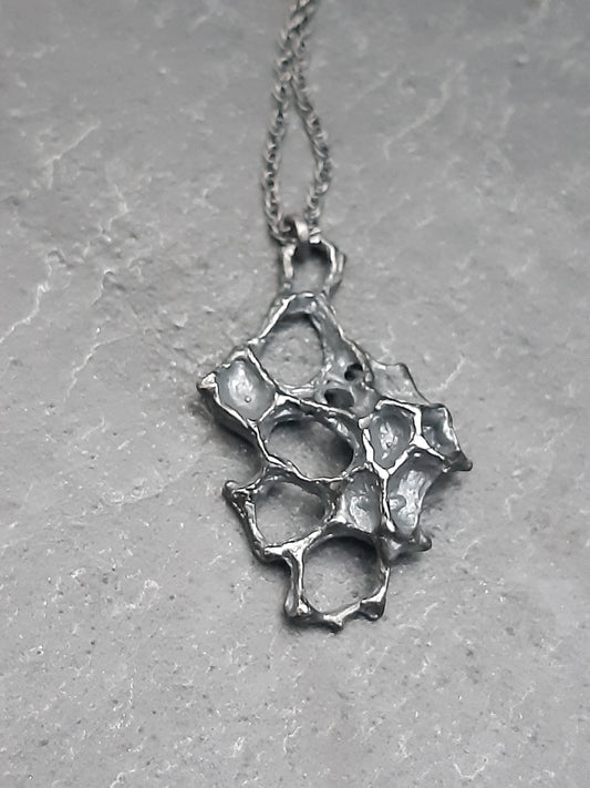 Wild Honeycomb Oxidised Silver necklace.-Jewellery-Beca Beeby