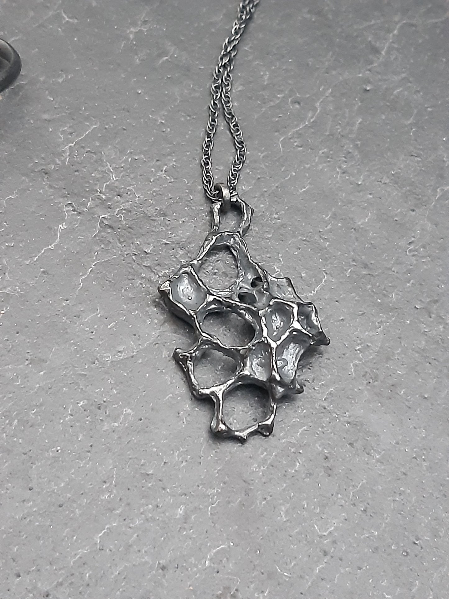 Wild Honeycomb Oxidised Silver necklace.-Jewellery-Beca Beeby