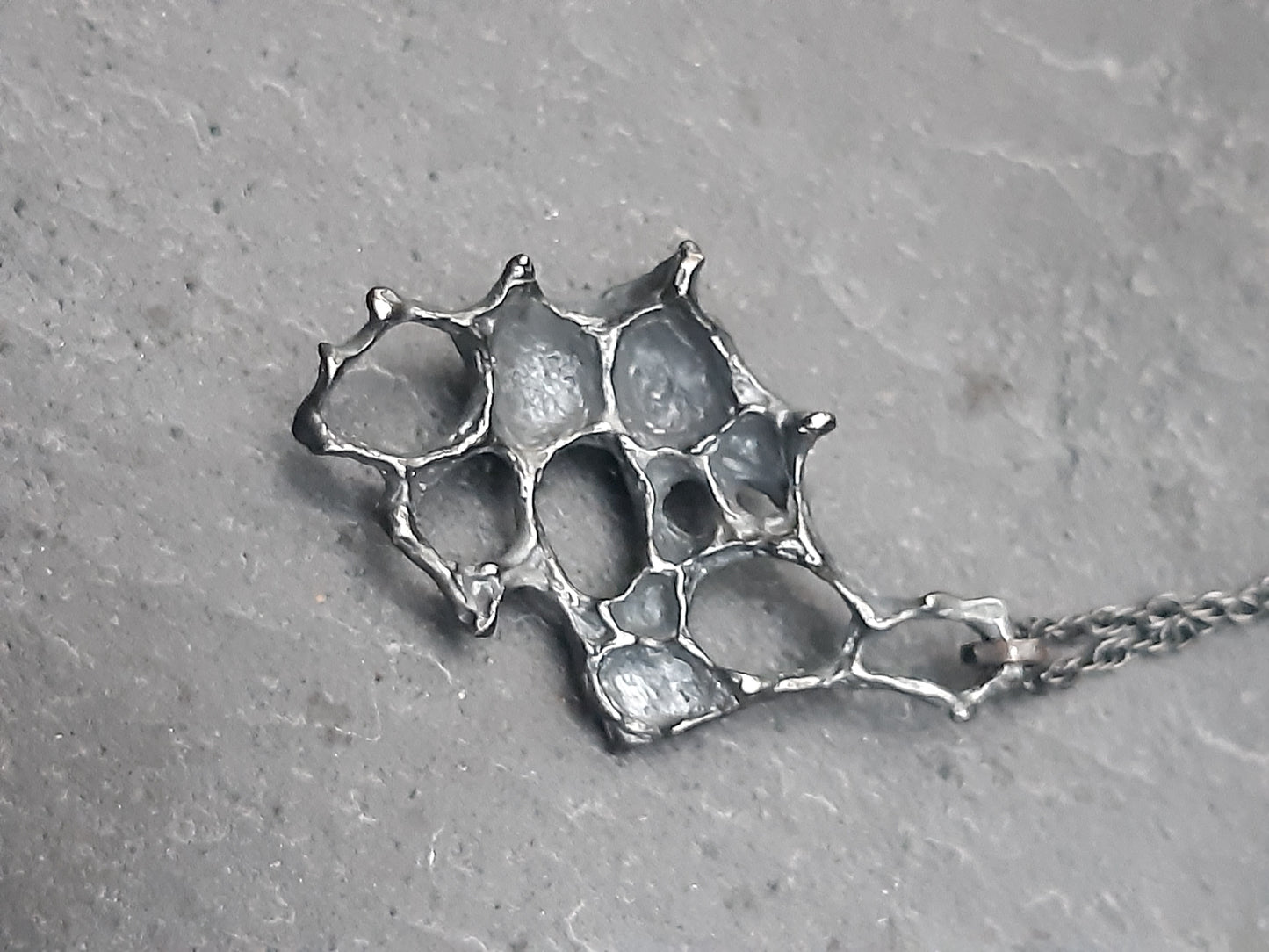 Wild Honeycomb Oxidised Silver necklace.-Jewellery-Beca Beeby