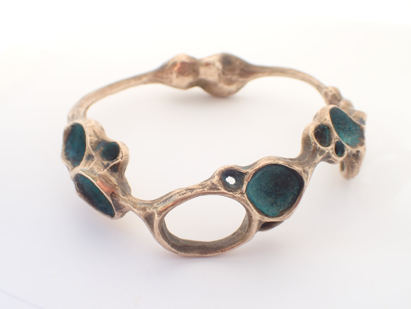 'Artefact' Bangle. Bronze with Turquiose patina.-Beca Beeby