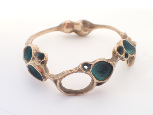 'Artefact' Bangle. Bronze with Turquiose patina.-Beca Beeby
