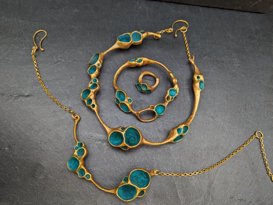 'Artefact' Necklace in gold, with gold vermeil chain.-Beca Beeby