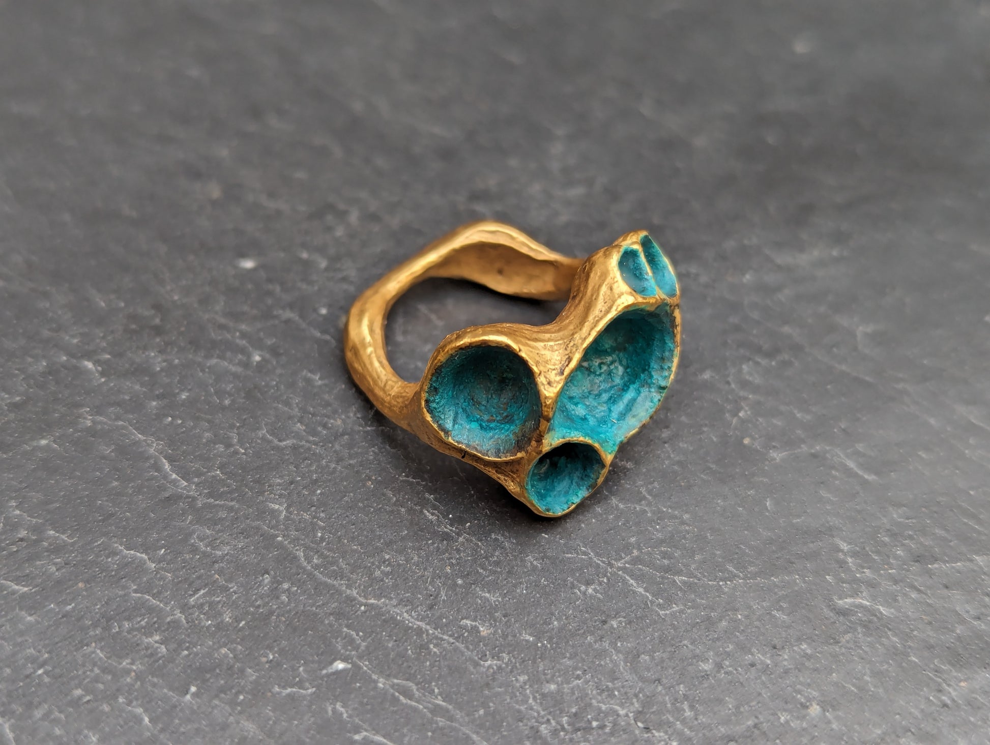 'Artefact' Statement ring in gold.-Beca Beeby