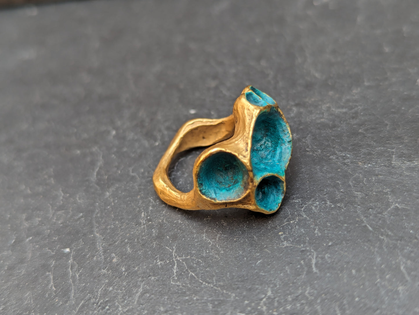 'Artefact' Statement ring in gold.-Beca Beeby