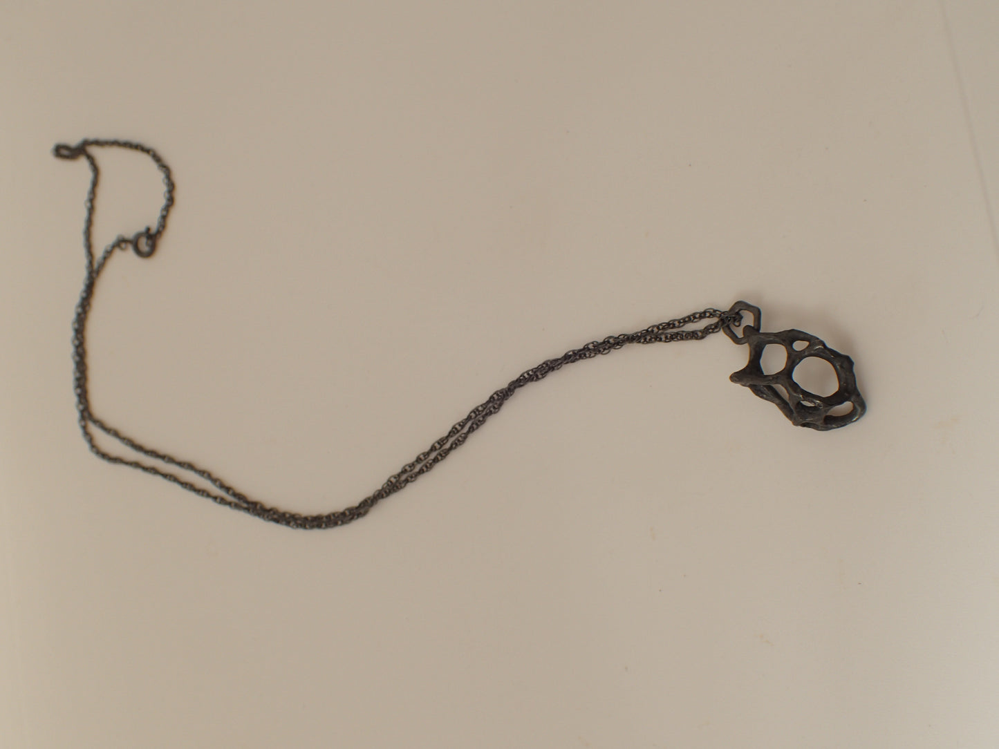 Carved honeycomb cage pendant. Oxidised silver necklace.-Jewellery-Beca Beeby