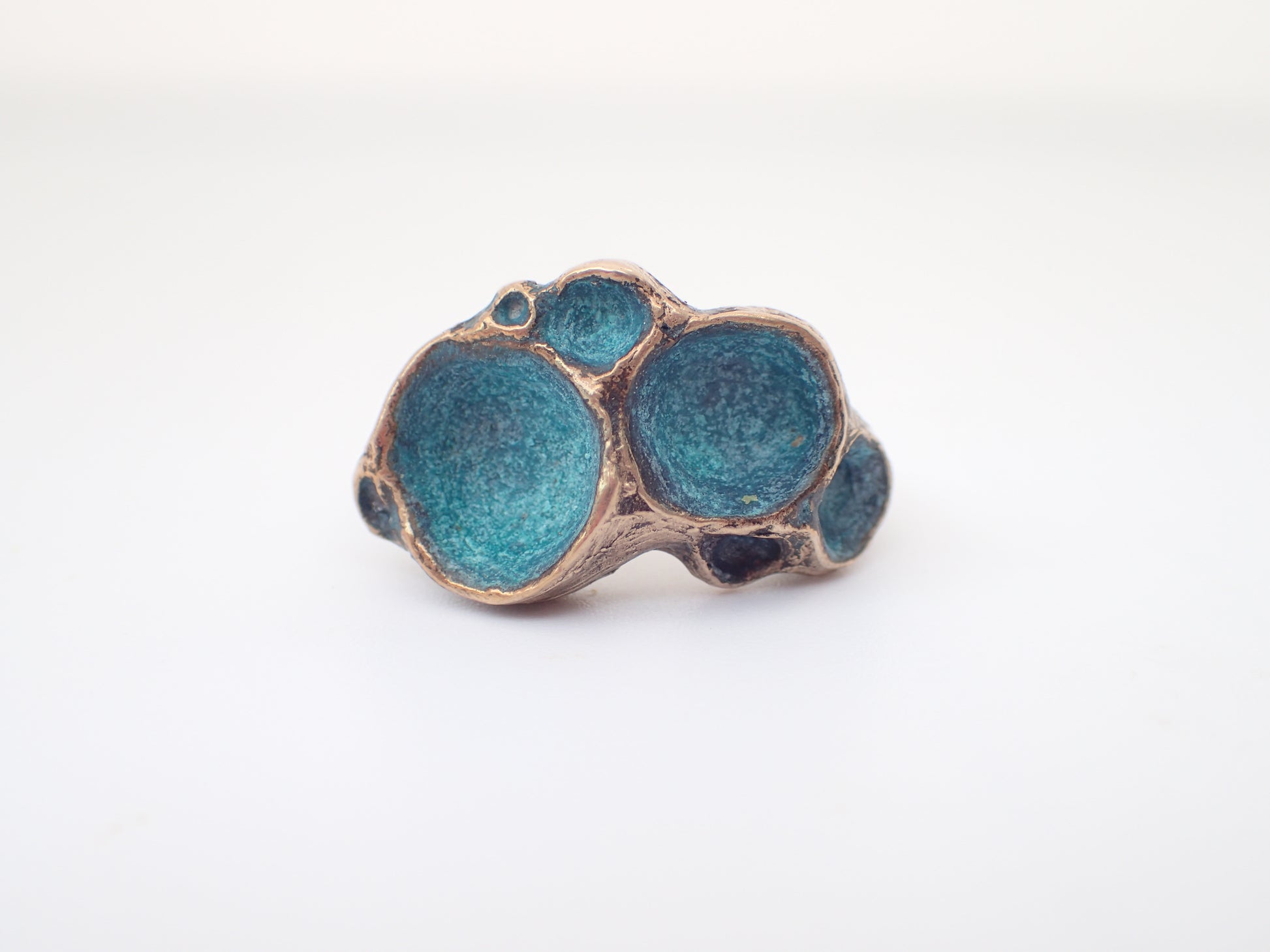 'Artefact' Statement ring Bronze with Turquoise patina.-Beca Beeby