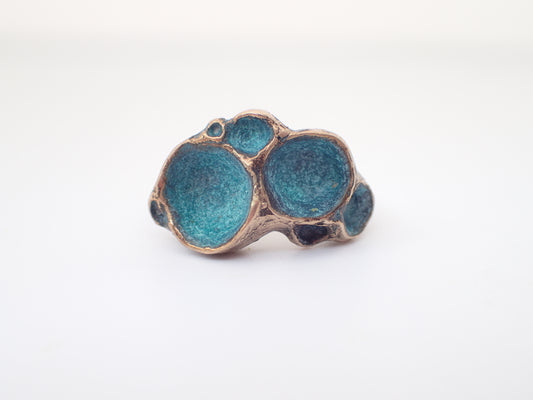 'Artefact' Statement ring Bronze with Turquoise patina.-Beca Beeby