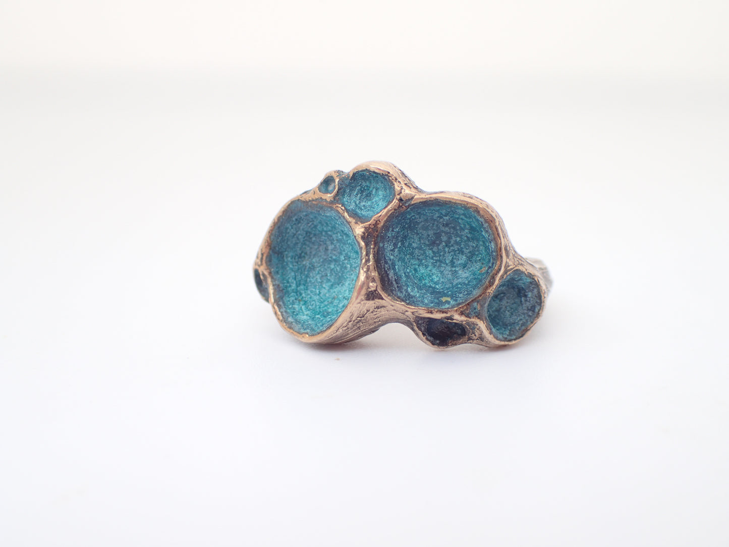 'Artefact' Statement ring Bronze with Turquoise patina.-Beca Beeby