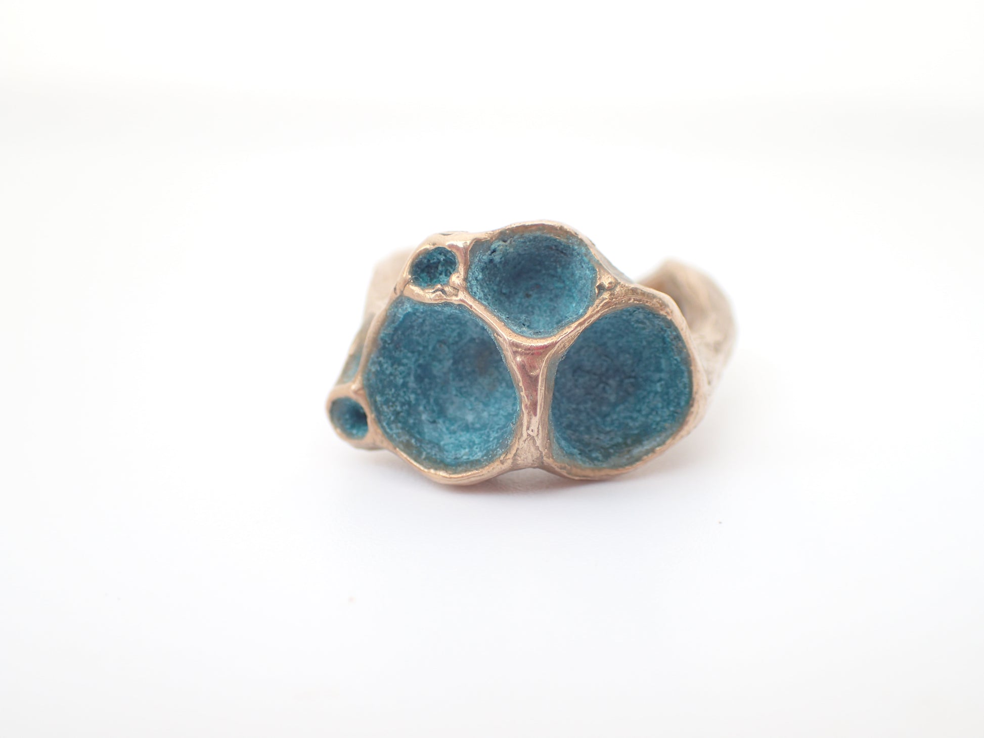 'Artefact' Statement ring Bronze with Turquoise patina.-Beca Beeby