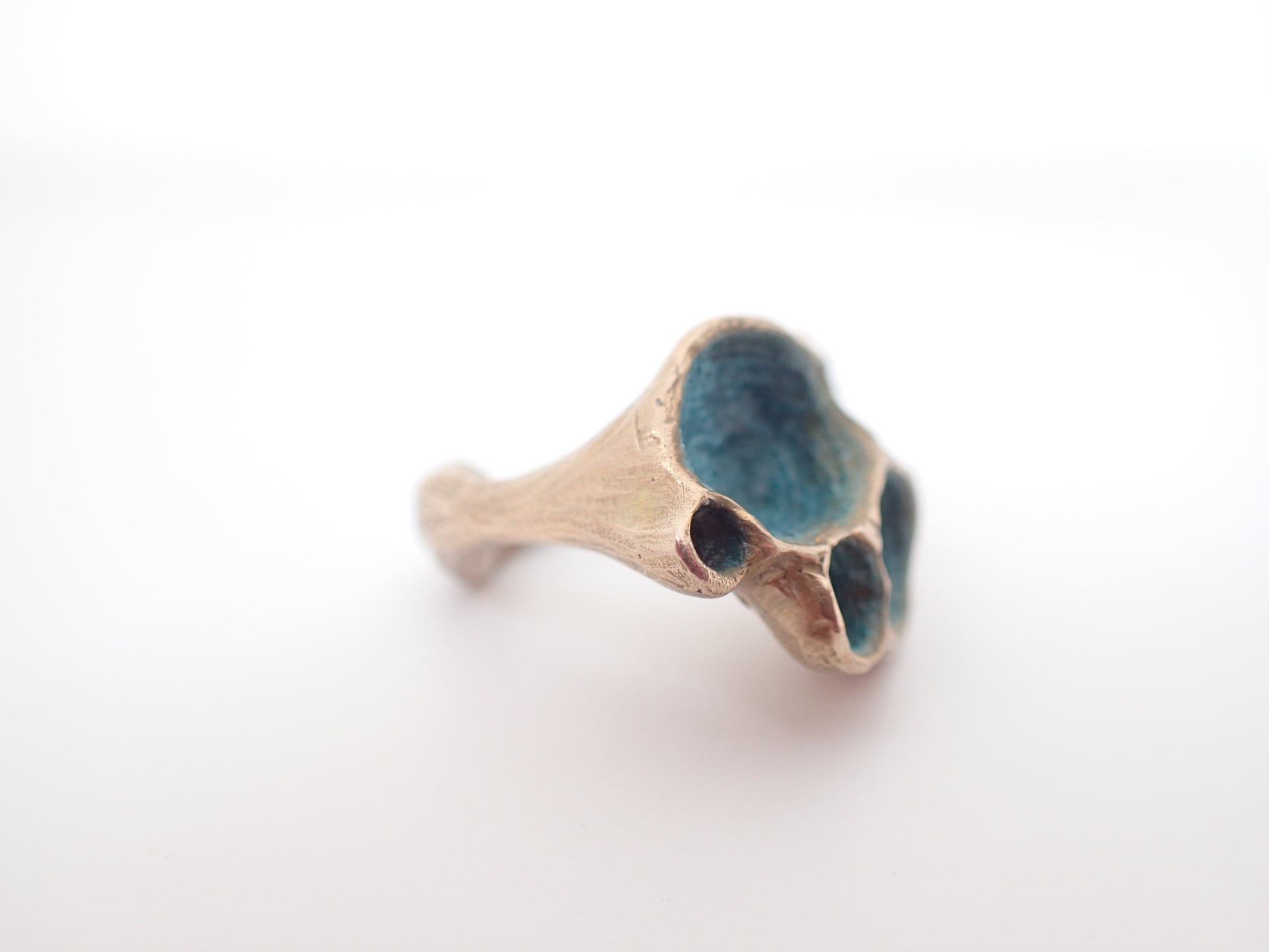 'Artefact' Statement ring Bronze with Turquoise patina.-Beca Beeby