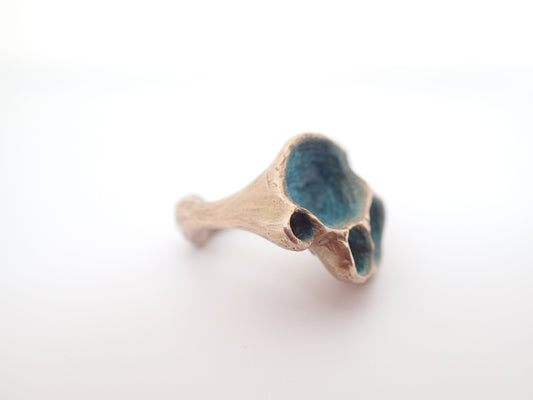 'Artefact' Statement ring Bronze with Turquoise patina.-Beca Beeby