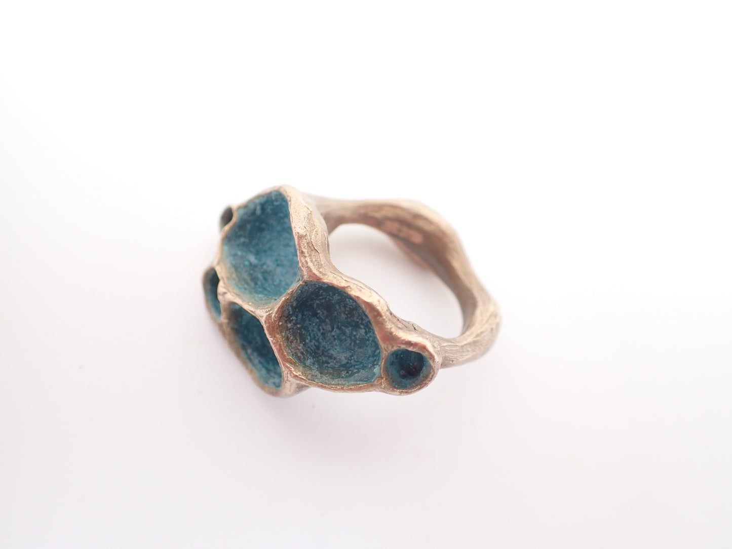 'Artefact' Statement ring Bronze with Turquoise patina.-Beca Beeby