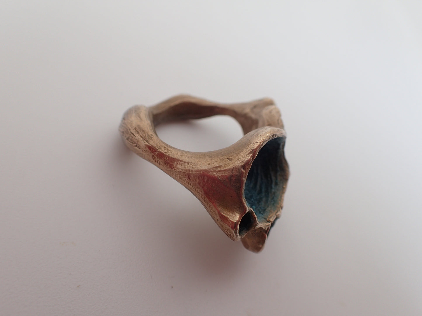'Artefact' Statement ring Bronze with Turquoise patina.-Beca Beeby