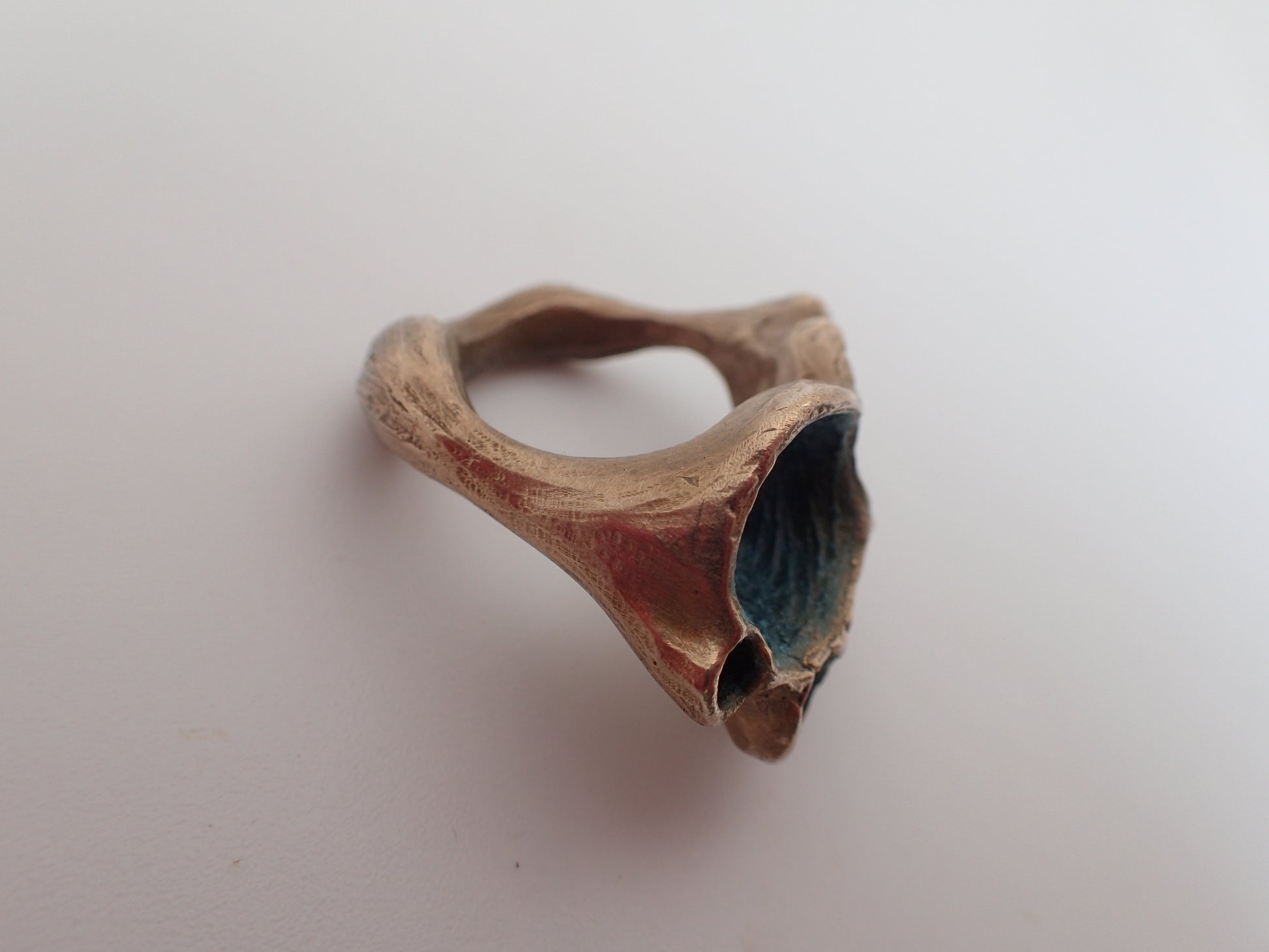 'Artefact' Statement ring Bronze with Turquoise patina.-Beca Beeby