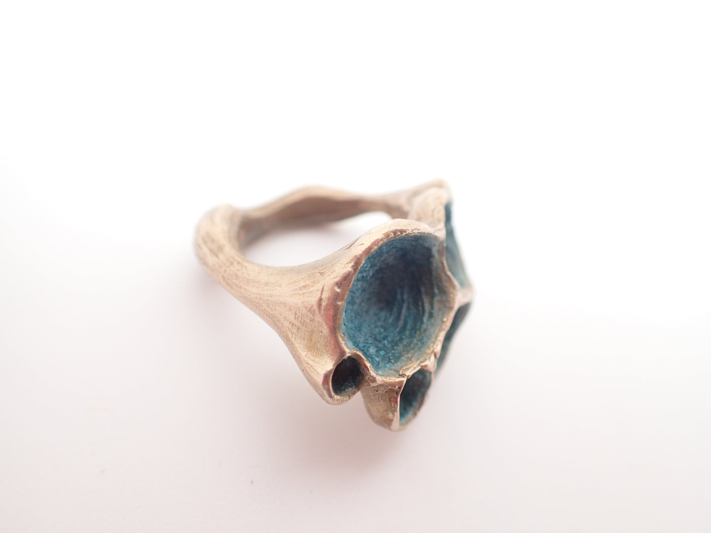 'Artefact' Statement ring Bronze with Turquoise patina.-Beca Beeby