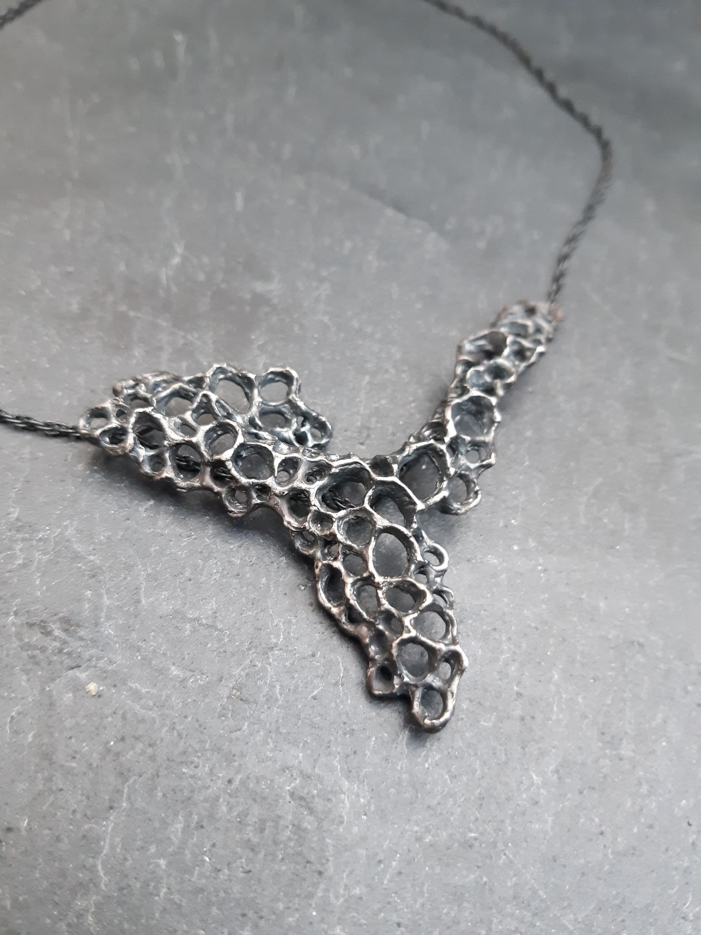 Morphogenetic Silver Necklace, large.-Jewellery-Beca Beeby