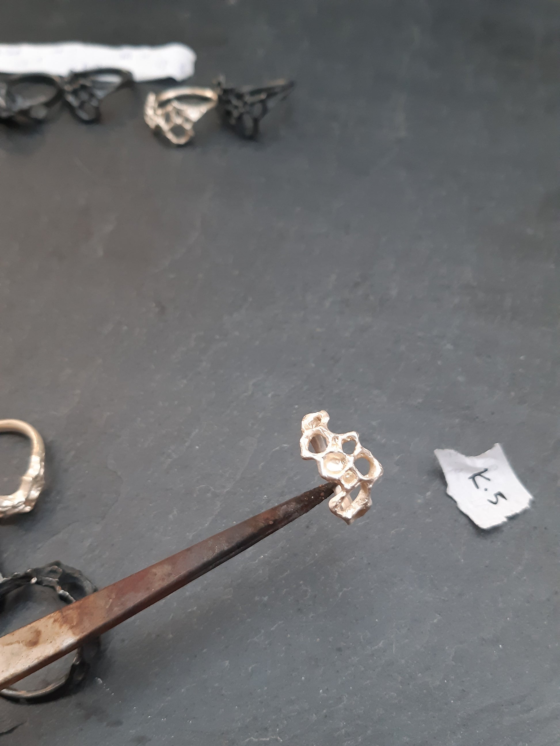 Delicate Honeycomb Ring handmade in solid Ecosilver-Jewellery-Beca Beeby