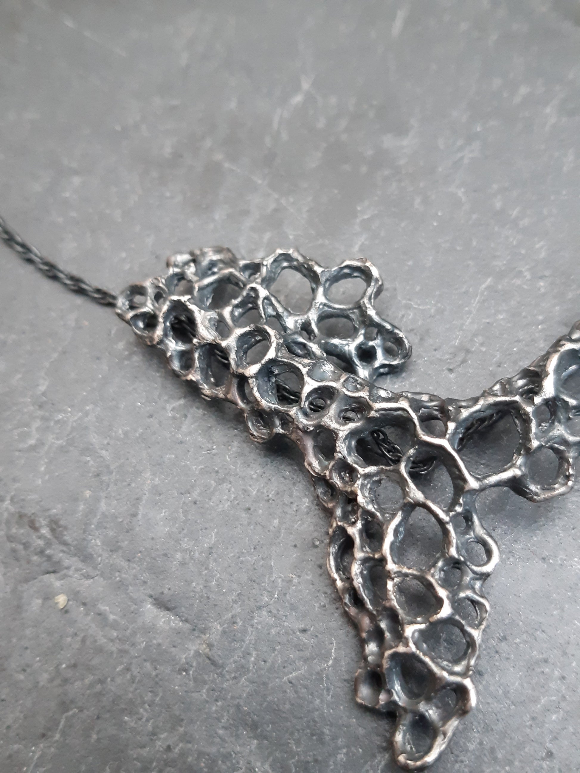 Morphogenetic Silver Necklace, large.-Jewellery-Beca Beeby