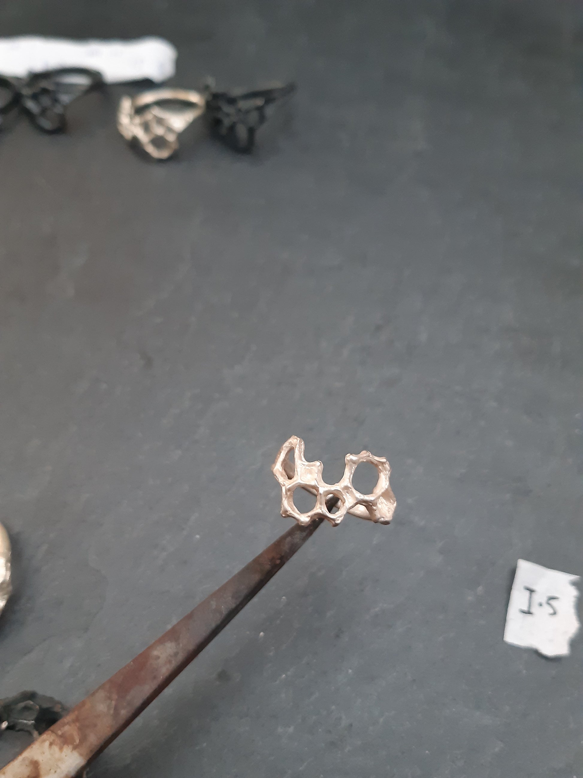Delicate Honeycomb Ring handmade in solid Ecosilver-Jewellery-Beca Beeby