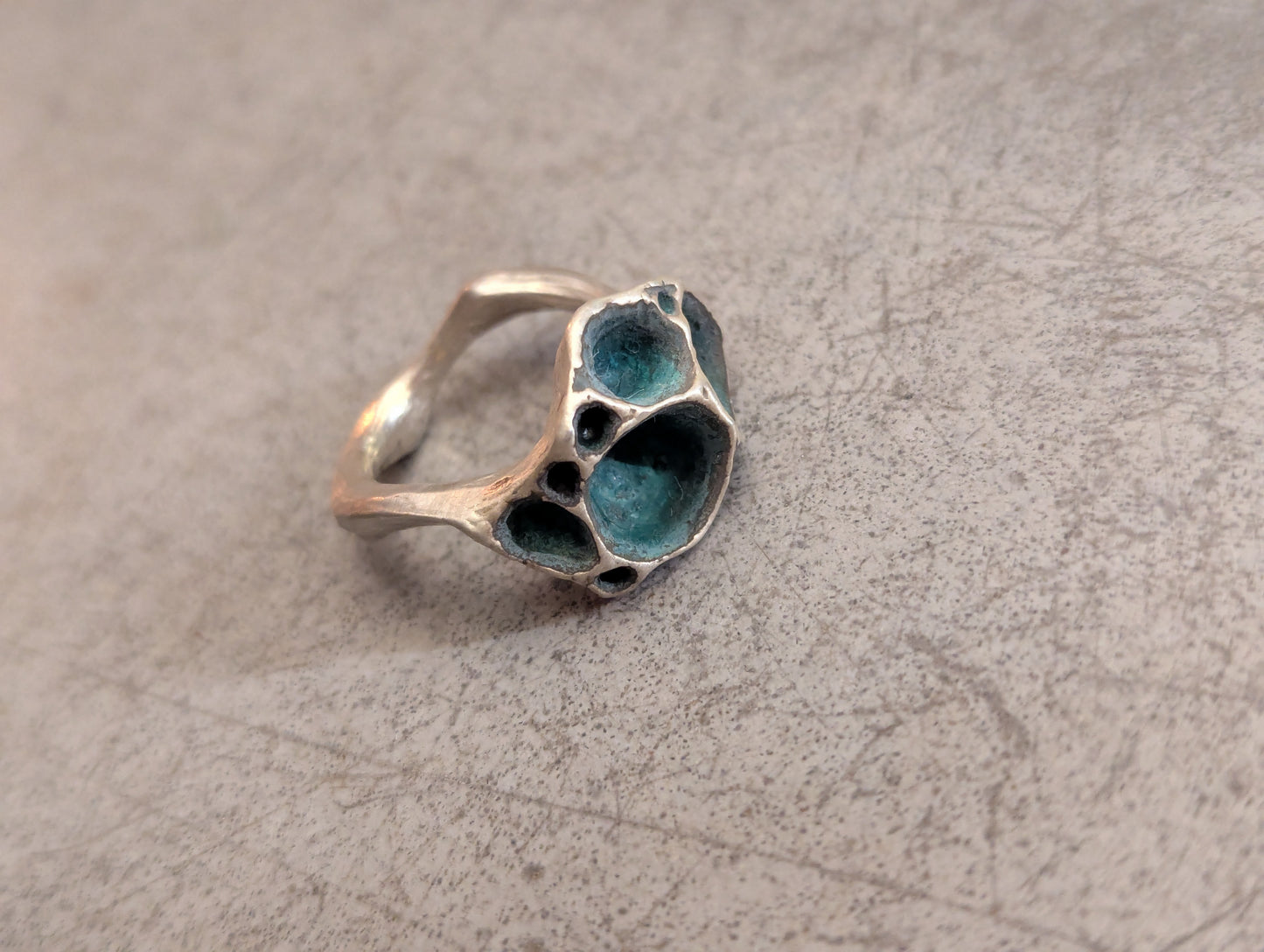 'Artefact' Statement ring in solid silver.-Beca Beeby