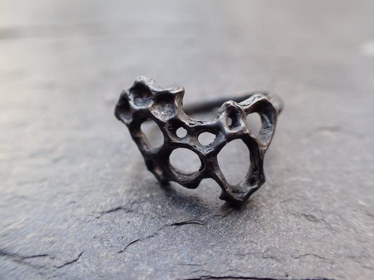 Delicate Honeycomb Ring handmade in solid Ecosilver-Jewellery-Beca Beeby