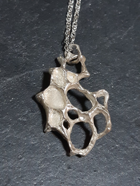 Wild Honeycomb 2 sided Silver necklace.-Jewellery-Beca Beeby