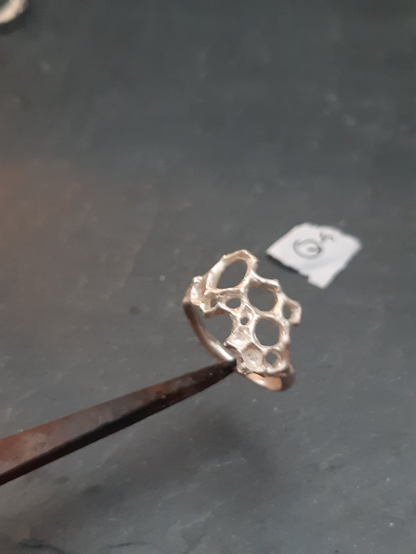 Delicate Honeycomb Ring handmade in solid Ecosilver-Jewellery-Beca Beeby