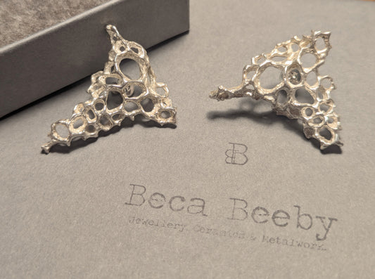 Hand carved silver Morphogenetic earrings-Beca Beeby