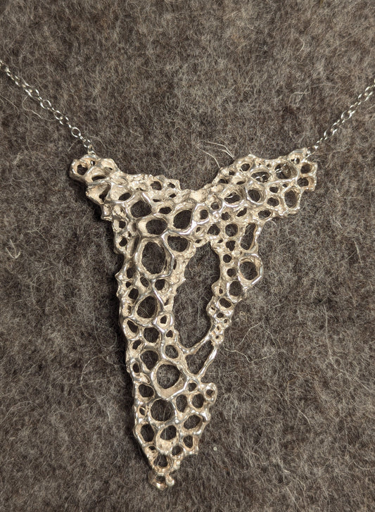 Hand carved silver Morphogenetic statement necklace. (X Large)-Beca Beeby