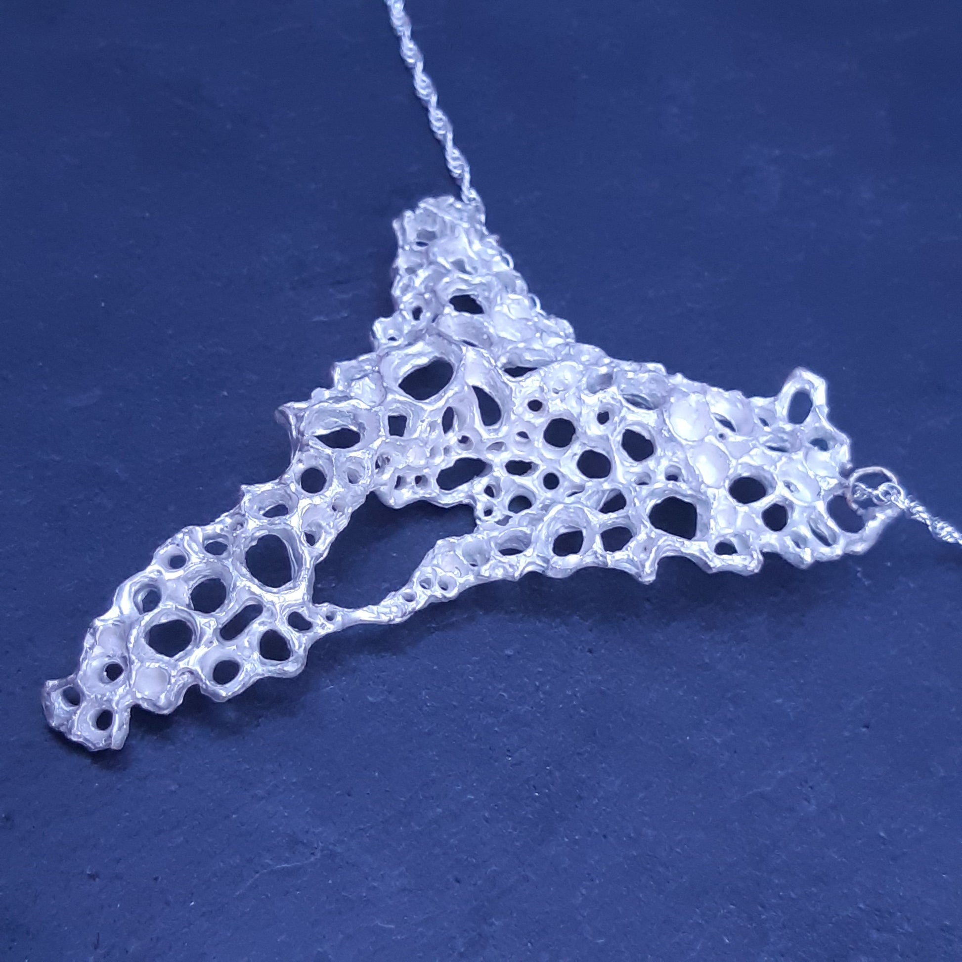 Hand carved silver Morphogenetic statement necklace. (Large)-Beca Beeby