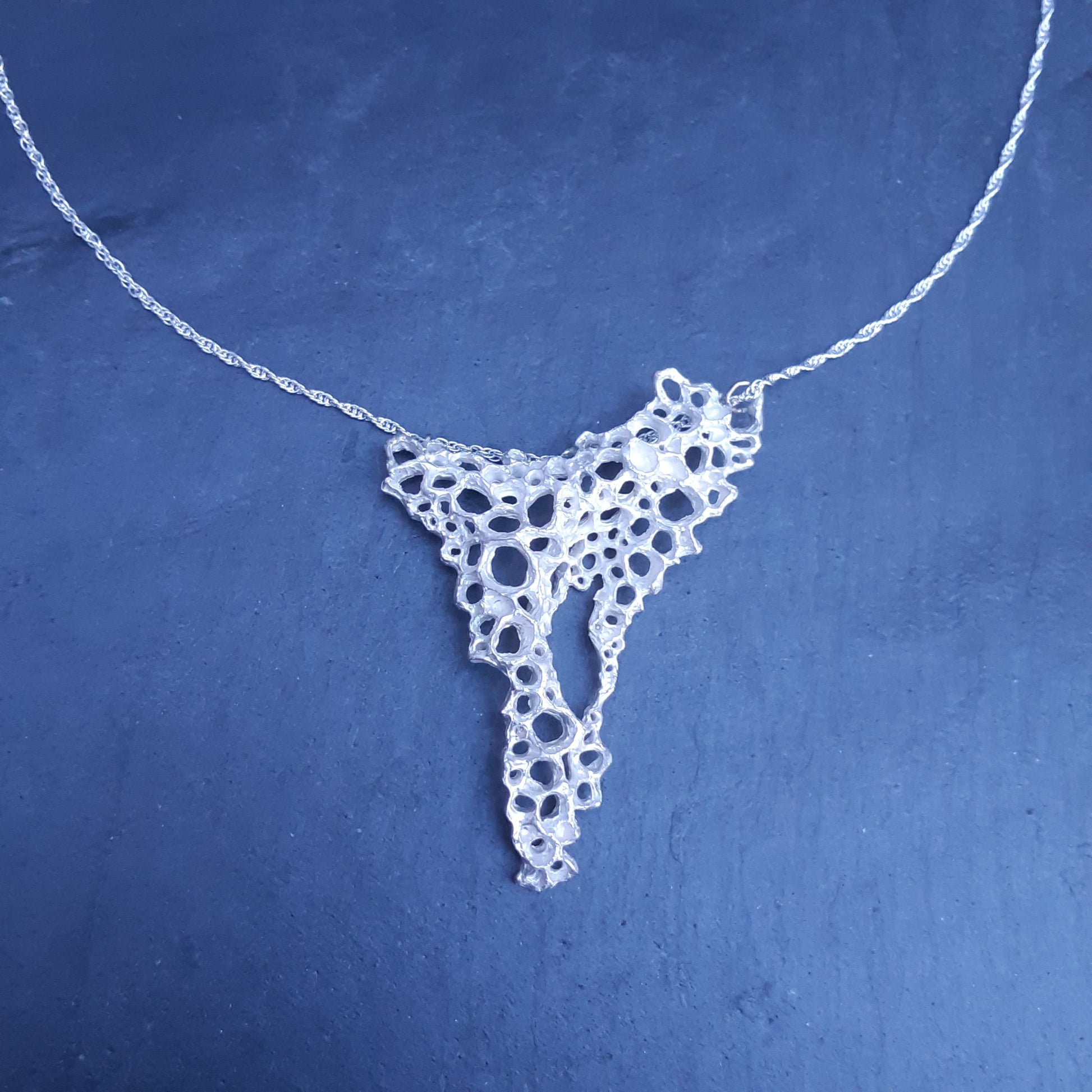 Hand carved silver Morphogenetic statement necklace. (Large)-Beca Beeby