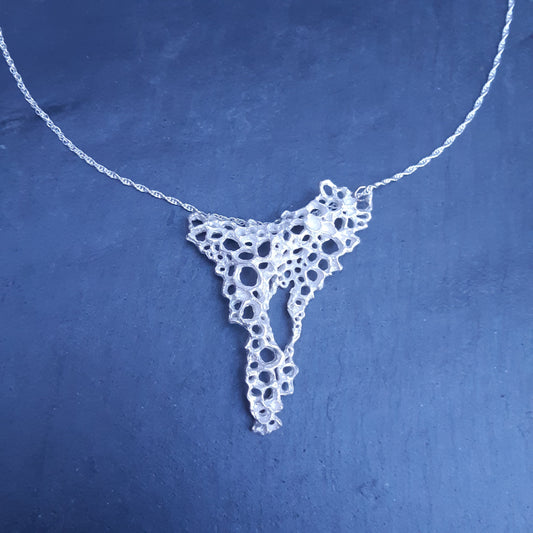 Hand carved silver Morphogenetic statement necklace. (Large)-Beca Beeby