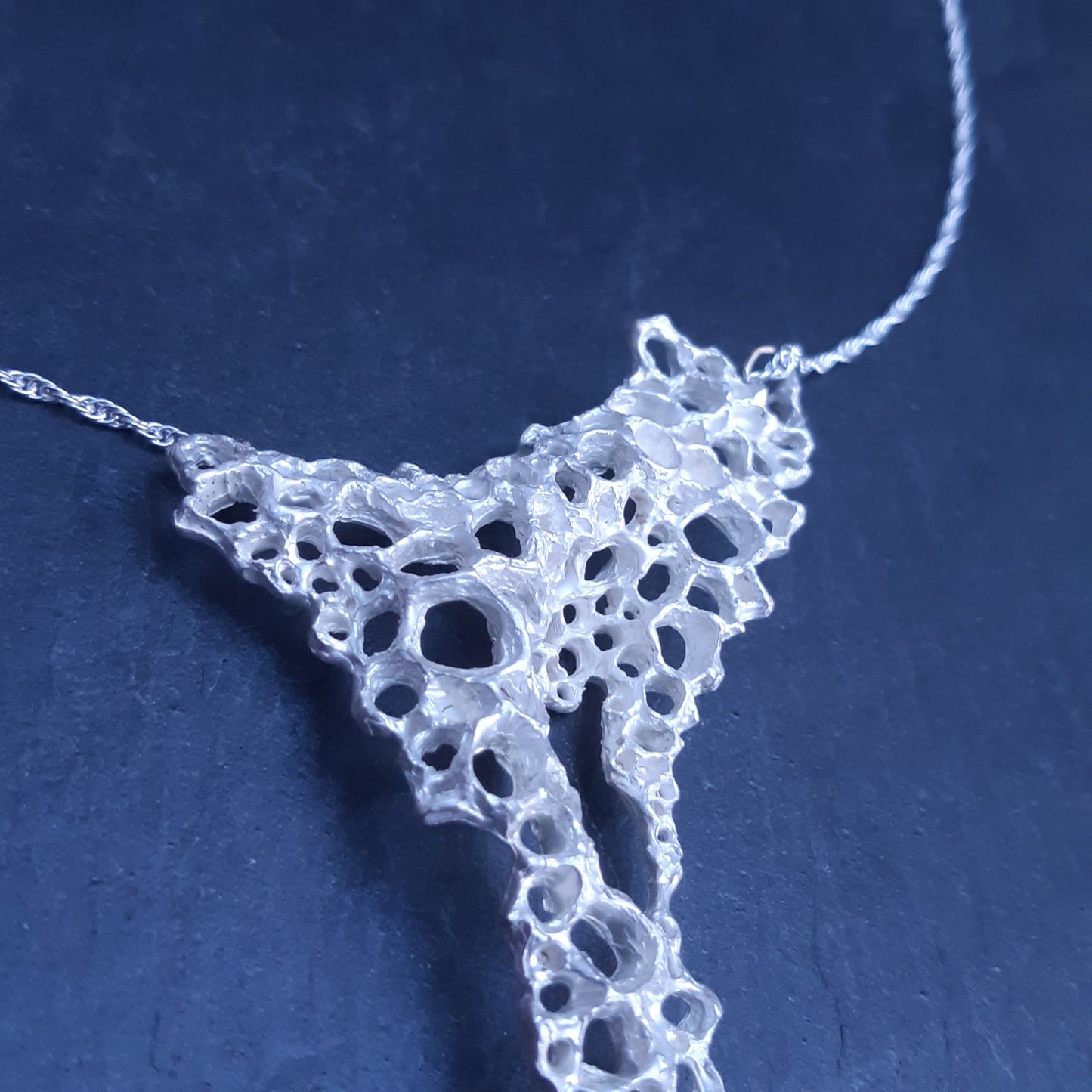 Hand carved silver Morphogenetic statement necklace. (Large)-Beca Beeby