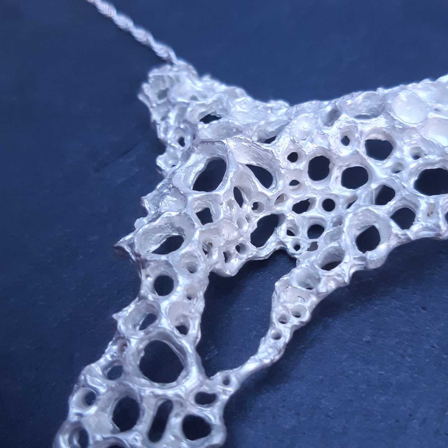 Hand carved silver Morphogenetic statement necklace. (Large)-Beca Beeby