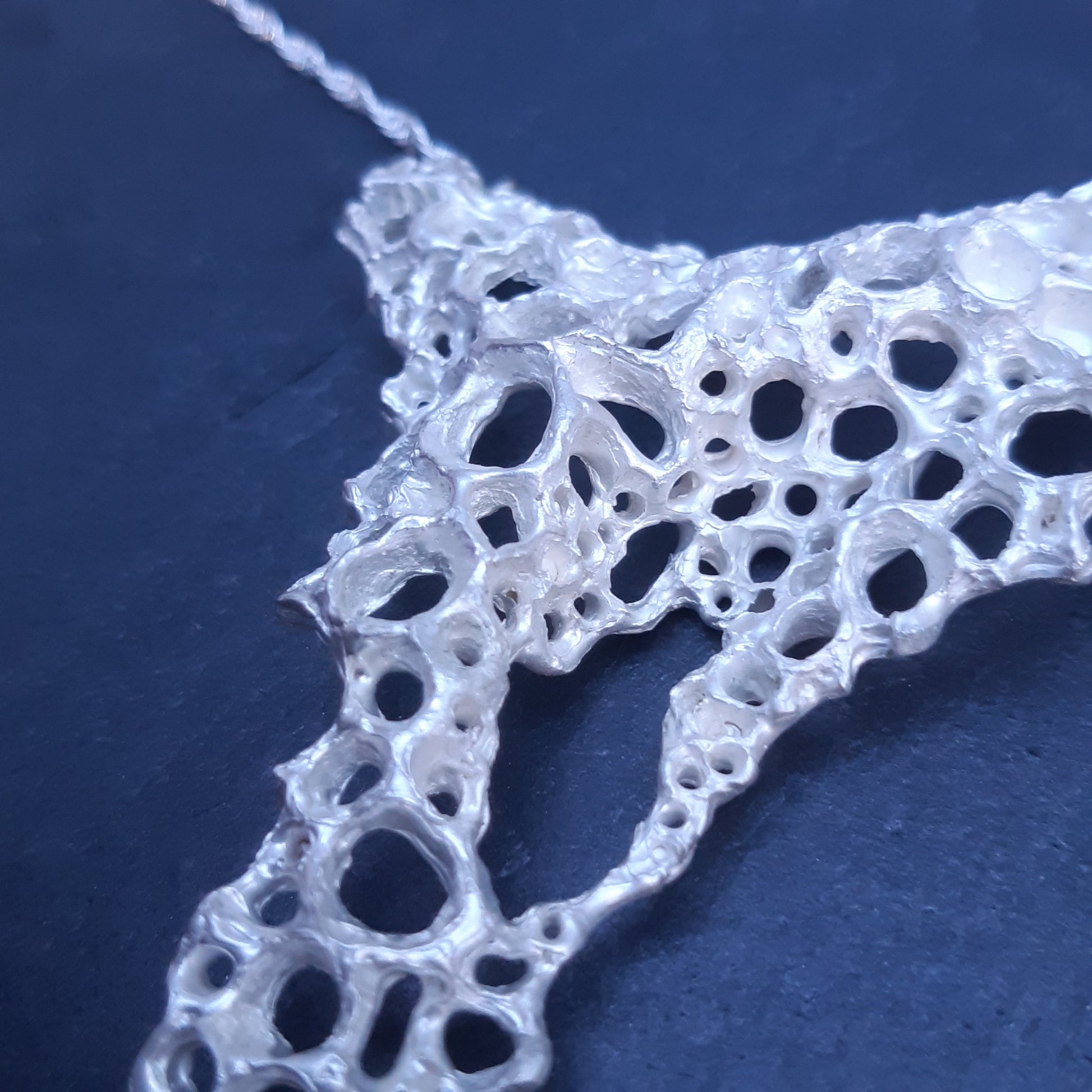 Hand carved silver Morphogenetic statement necklace. (Large)-Beca Beeby