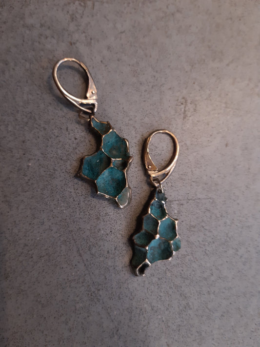 Pomegranate earrings with turquiose or black patina.-Beca Beeby