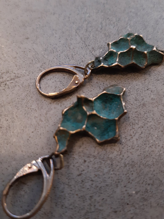 Pomegranate earrings with turquiose or black patina.-Beca Beeby