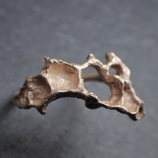 Unique Honeycomb Ring handmade in solid Ecosilver-Jewellery-Beca Beeby