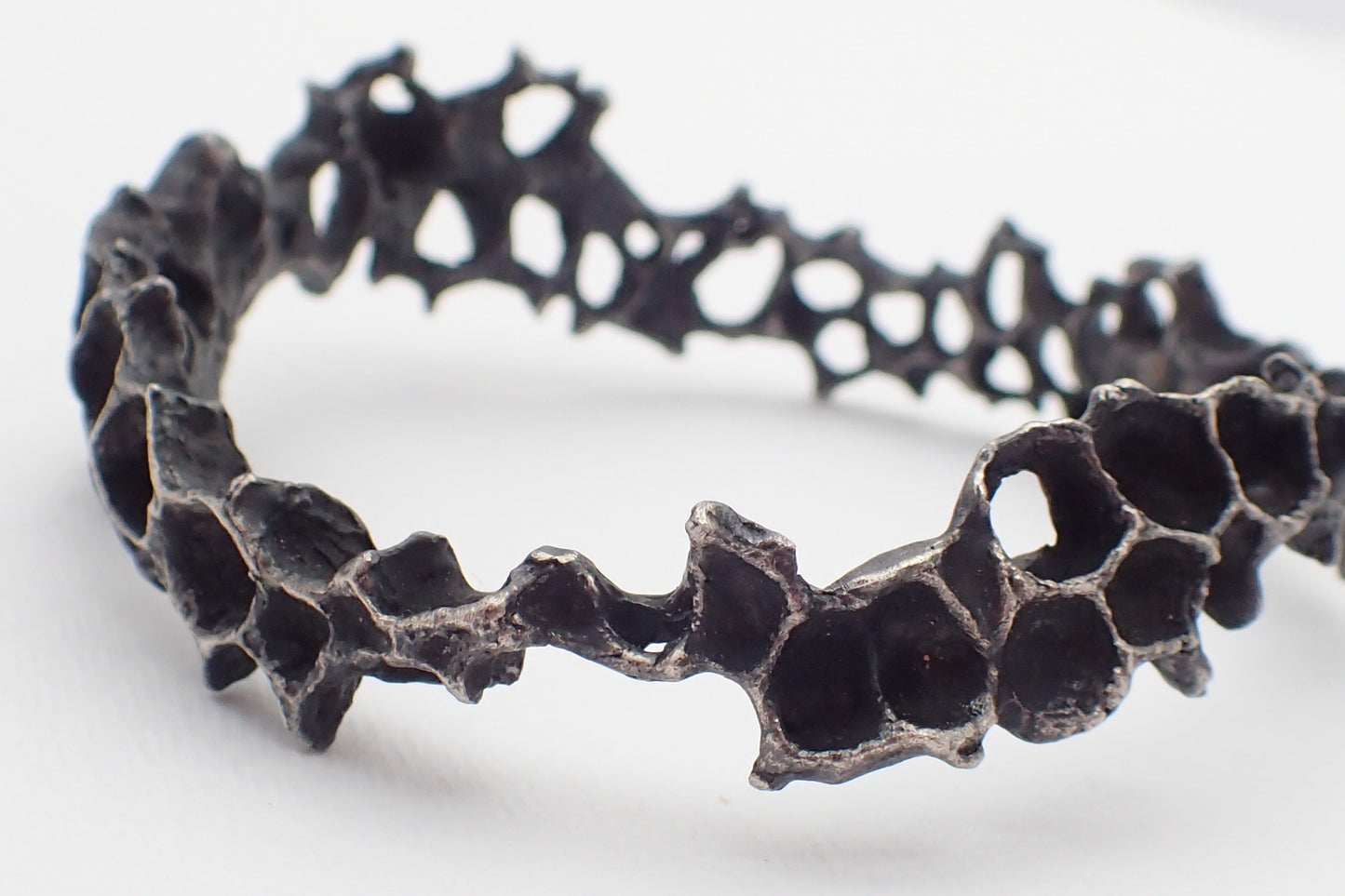 Wild Honeycomb Bangle: Limited Edition Piece in Solid Silver.-Jewellery-Beca Beeby