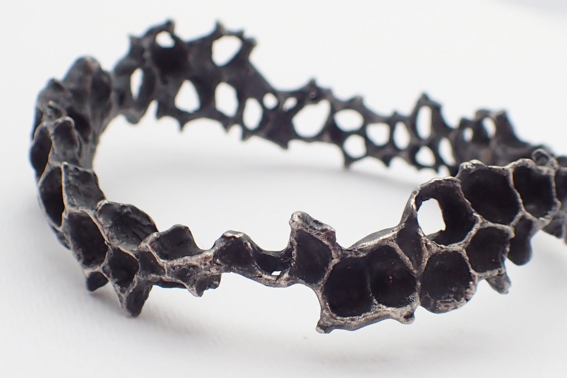 Wild Honeycomb Bangle: Limited Edition Piece in Solid Silver.-Jewellery-Beca Beeby