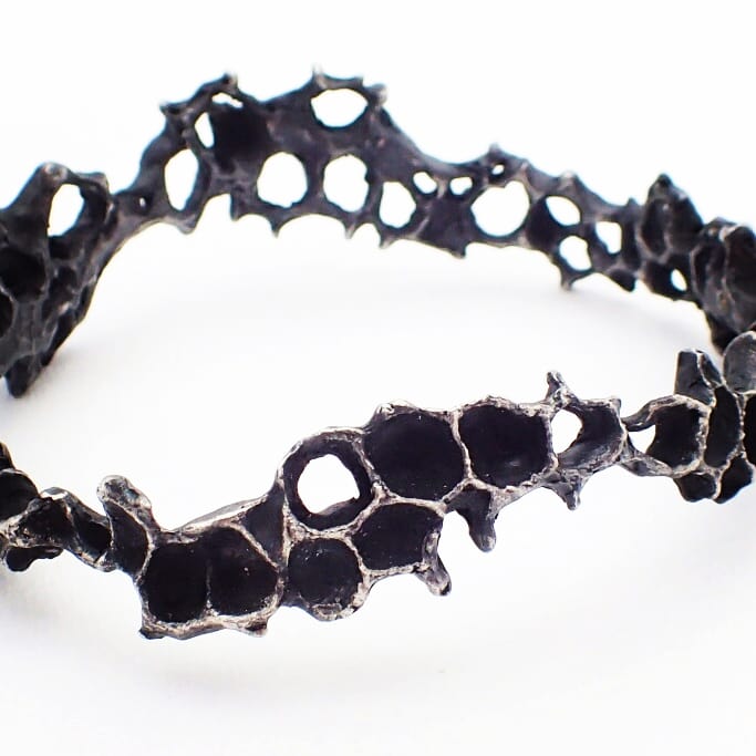 Wild Honeycomb Bangle: Limited Edition Piece in Solid Silver.-Jewellery-Beca Beeby