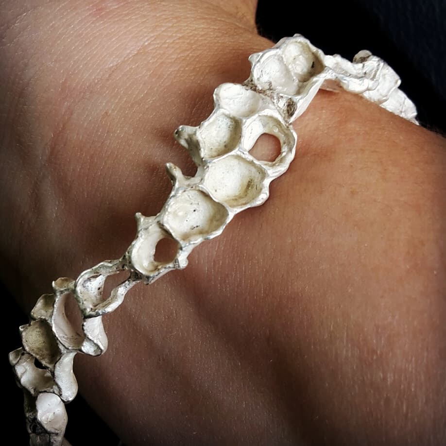 Wild Honeycomb Bangle: Limited Edition Piece in Solid Silver.-Jewellery-Beca Beeby