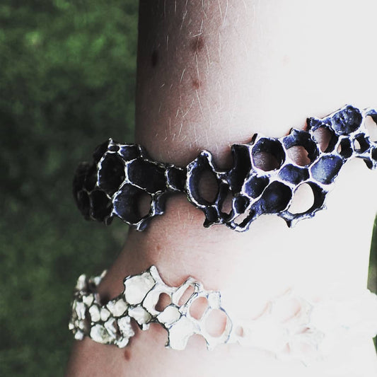Wild Honeycomb Bangle: Limited Edition Piece in Solid Silver.-Jewellery-Beca Beeby