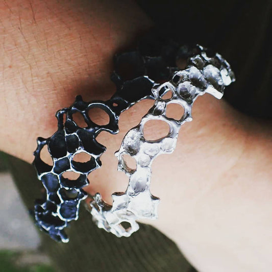 Wild Honeycomb Bangle: Limited Edition Piece in Solid Silver.-Jewellery-Beca Beeby
