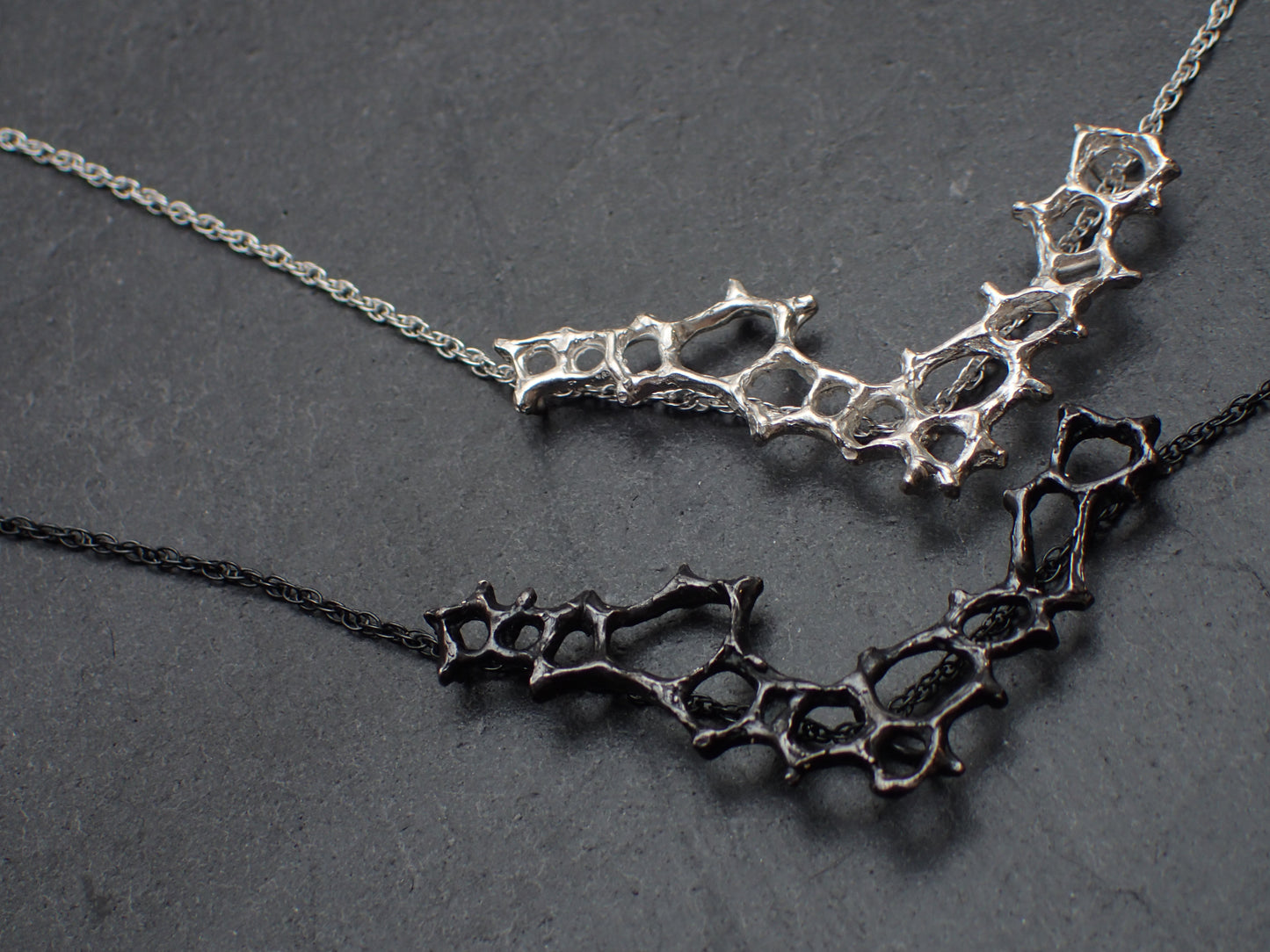 Wild honeycomb Silver necklace. Delicate 'V' cell necklace.-Jewellery-Beca Beeby