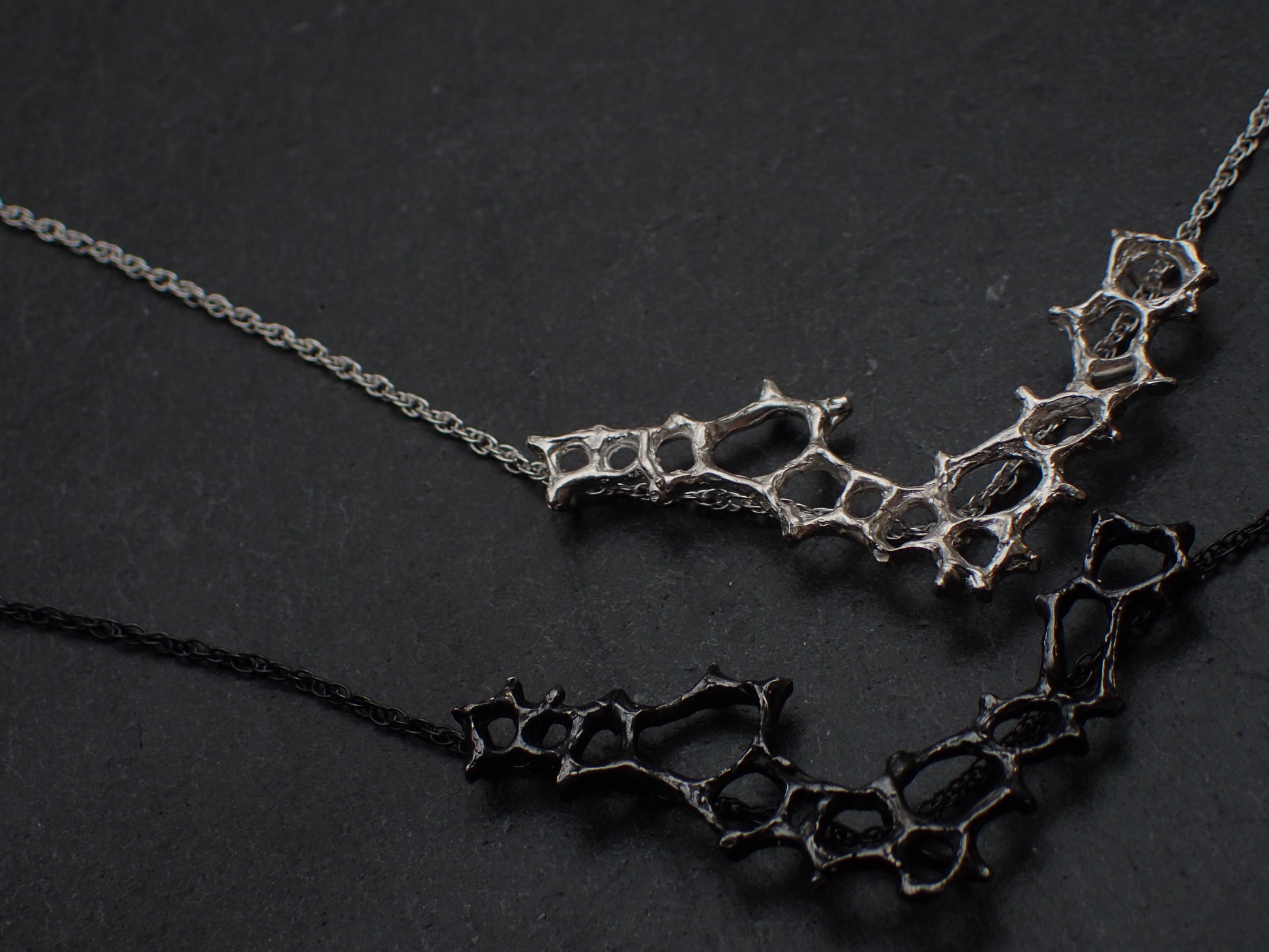 Wild honeycomb Silver necklace. Delicate 'V' cell necklace.-Jewellery-Beca Beeby